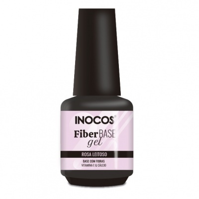 Frasco de verniz gel INOCOS FiberBASE gel rosa leitosa