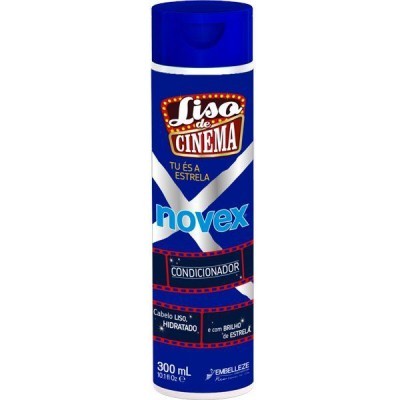 Frasco azul de condicionador Novex Liso de Cinema, 300 ml