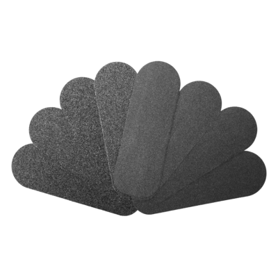 Cinco lixas para unhas em vários tons de cinza e preto