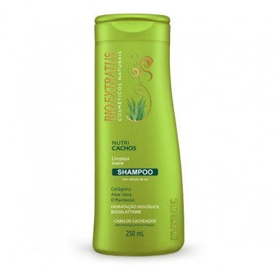 Frasco verde de shampoo BIO EXTRATUS Nutri Cachos 250 mL