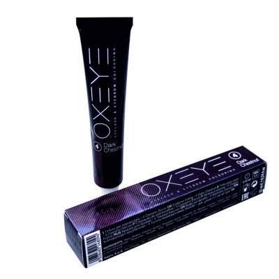 Tubo e caixa do produto OX=YE Dark Cherry em preto e roxo