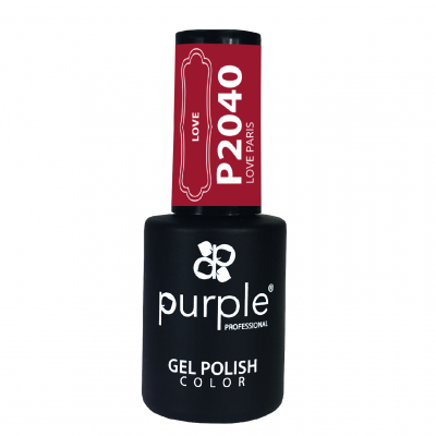 Frasco de verniz gel Purple Professional com tampa vermelha e preta