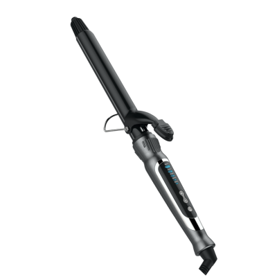 Modelador de cabelo preto e cinzento com controlo digital