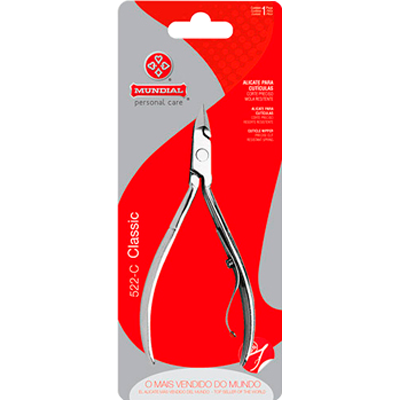 Alicate para cutículas Mundial 522-C Classic embalado em cartão