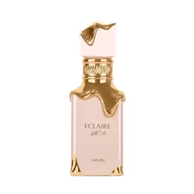 Frasco de perfume ECLAIRE rosado e dourado
