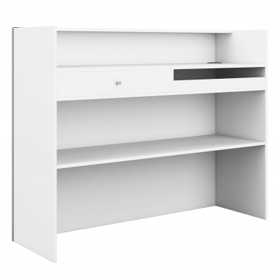 Secretária ou estante branca de madeira com gaveta e prateleiras