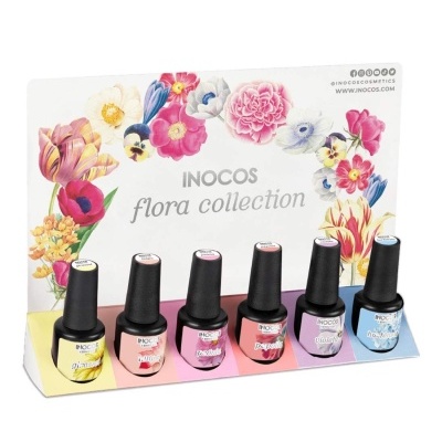 Conjunto de vernizes de unhas INOCOS flora collection com suporte decorado por flores