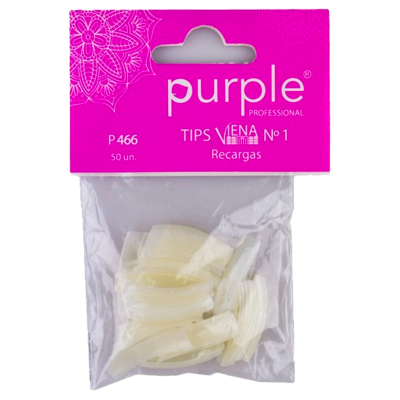 Pacote de tips para unhas com rótulo rosa e texto branco