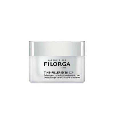 Frasco branco de creme para olhos FILORGA TIME-FILLER EYES 5XP com tampa prata
