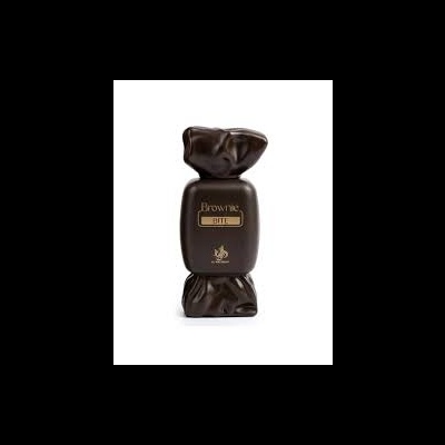 Embalagem preta brilhante de doce BROWNIE BITE com texto dourado