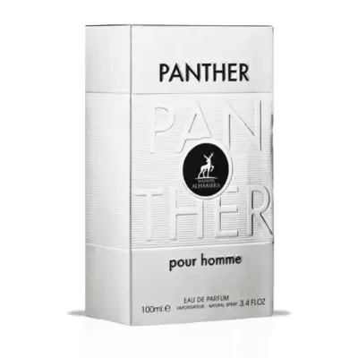 Embalagem branca de perfume Panther pour homme, 100ml, com logo Alhambra