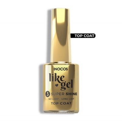 Verniz de unhas Inocos like gel Top Coat dourado