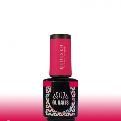 Frasco de verniz de unhas GL NAILS rosa e preto com design triangular