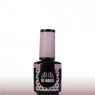 Frasco de verniz de unhas rosa GL NAILS com padrão triangular colorido