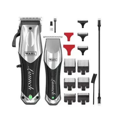 Kit de corte de cabelo Wahl Launch com máquinas, pentes, escova e cabo USB