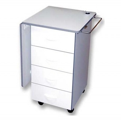 Carrinho branco com 4 gavetas e rodízios