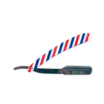 Navalha de barbear com cabo listrado colorido e lâmina metálica