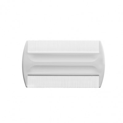 Pente branco de plástico com dois conjuntos de dentes