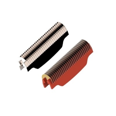 Lâminas de corte para máquina de barbear em metal prateado e vermelho