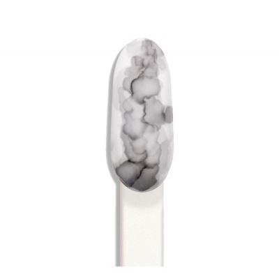 Espátula oval branca com padrão marmoreado cinza e preto