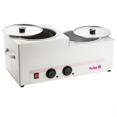 aparelho de cera profissional com duas cubas e controlos de temperatura