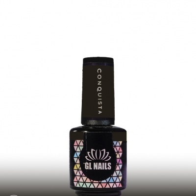 Frasco preto de verniz de unhas GL NAILS com tampa e padrão colorido