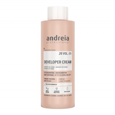 Frasco creme desenvolvedor Andreia Professional cor rosa claro