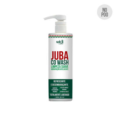 Frasco branco com válvula bomba de produto JUBA CO WASH da Widi Care
