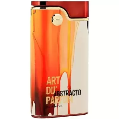 Frasco de perfume Art du Parfum Abstracto em tons laranja, branco e dourado