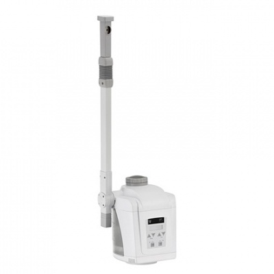 Dispenser automático de sabonete branco com visor digital e haste ajustável