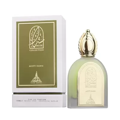 Perfume A Musk Collection Misty Dawn com caixa branca e verde