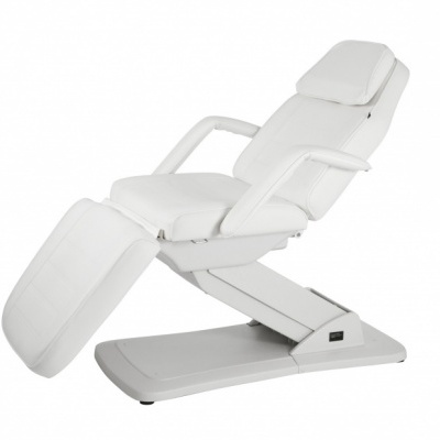 Cadeira reclinável de estética branca com apoio para pernas e encosto ajustável