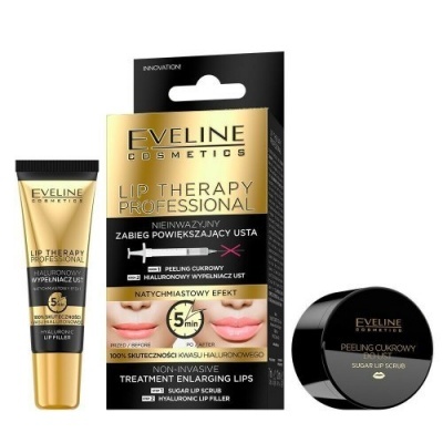 Kit cosmético Eveline Cosmetics com tubo de tratamento labial e pote de esfoliante labial