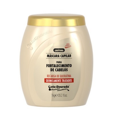 Máscara capilar Gota Dourada 1 kg para fortalecimento de cabelos com tampa dourada