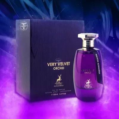 Perfume roxo Very Velvet Orchid com caixa roxa
