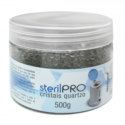 Frasco de cristais quartzo sterilPRO 500g com tampa branca