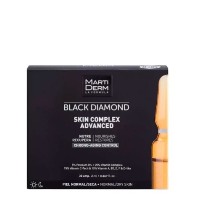 Embalagem preta de ampolas para pele normal/seca Martiderm Black Diamond Skin Complex Advanced