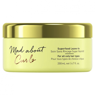 Creme leave-in Mad about Curls com embalagem amarela e tampa dourada