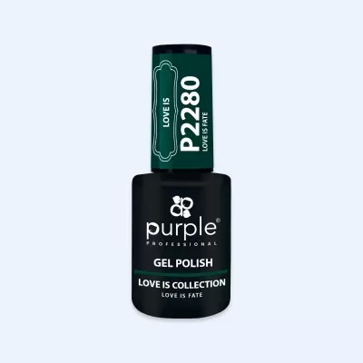 Esmalte em gel Purple Professional preto com tampa verde escura e texto branco