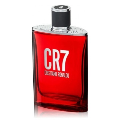 Frasco de perfume CR7 Cristiano Ronaldo vermelho e preto