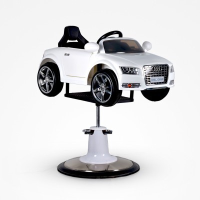 Cadeira de barbeiro com design de carro Audi branco para crianças