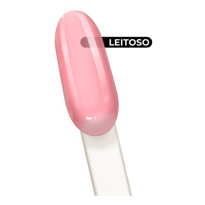 Bastão branco com ponta rosa brilhante e texto LEITOSO