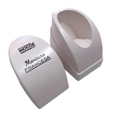 Conjunto de acessórios para manicure francês em plástico branco com tampa e suporte