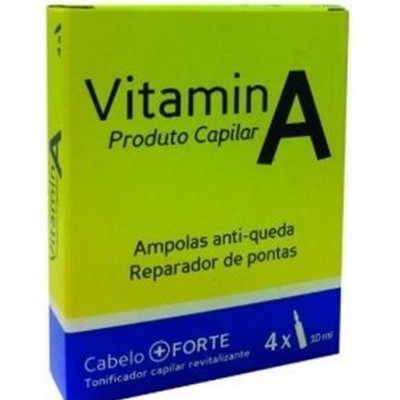 Caixa de Vitamin A Produto Capilar com texto em português