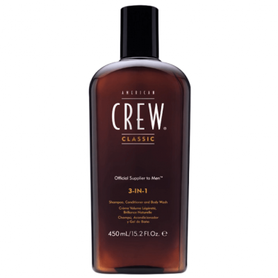 Frasco castanho escuro de AMERICAN CREW CLASSIC 3-IN-1 para homens