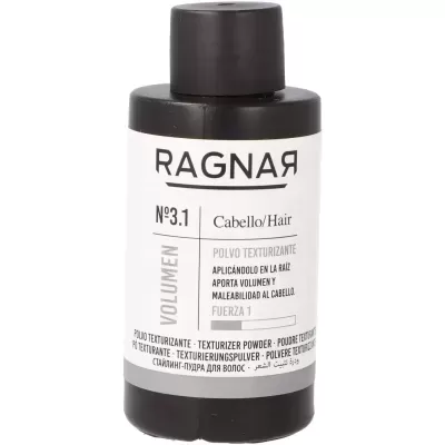 Frasco preto com rótulo branco do produto RAGNAR Nº3.1 Polvo Texturizante para cabelo