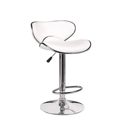 Banco de bar branco com base cromada ajustável