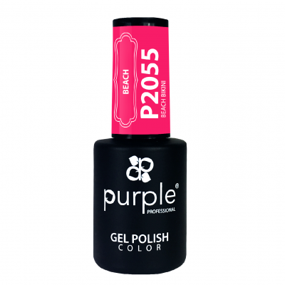 Frasco de verniz gel para unhas preto fosco com tampa rosa e texto