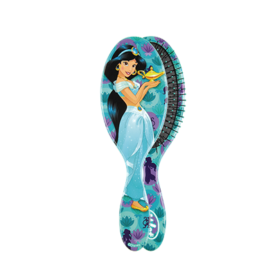 Escova de cabelo azul com desenho da Jasmine da Disney