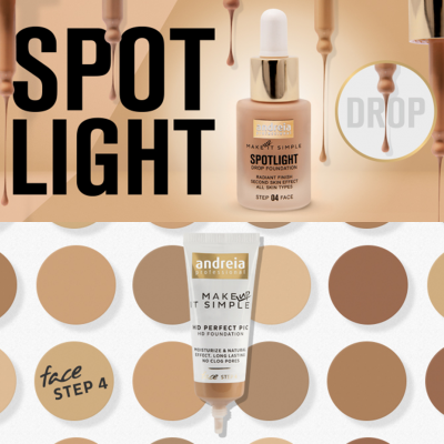 Produtos de maquilhagem Andreia Makeup It Simple com base em várias tonalidades de bege e castanho